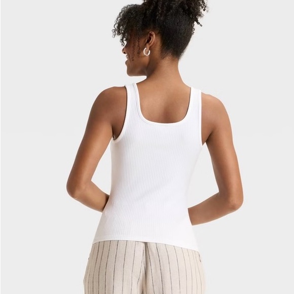 White Ribbed Tank Top - Picture 2 of 2
